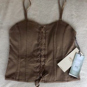 NWT Iris Corset Crop Top Tan